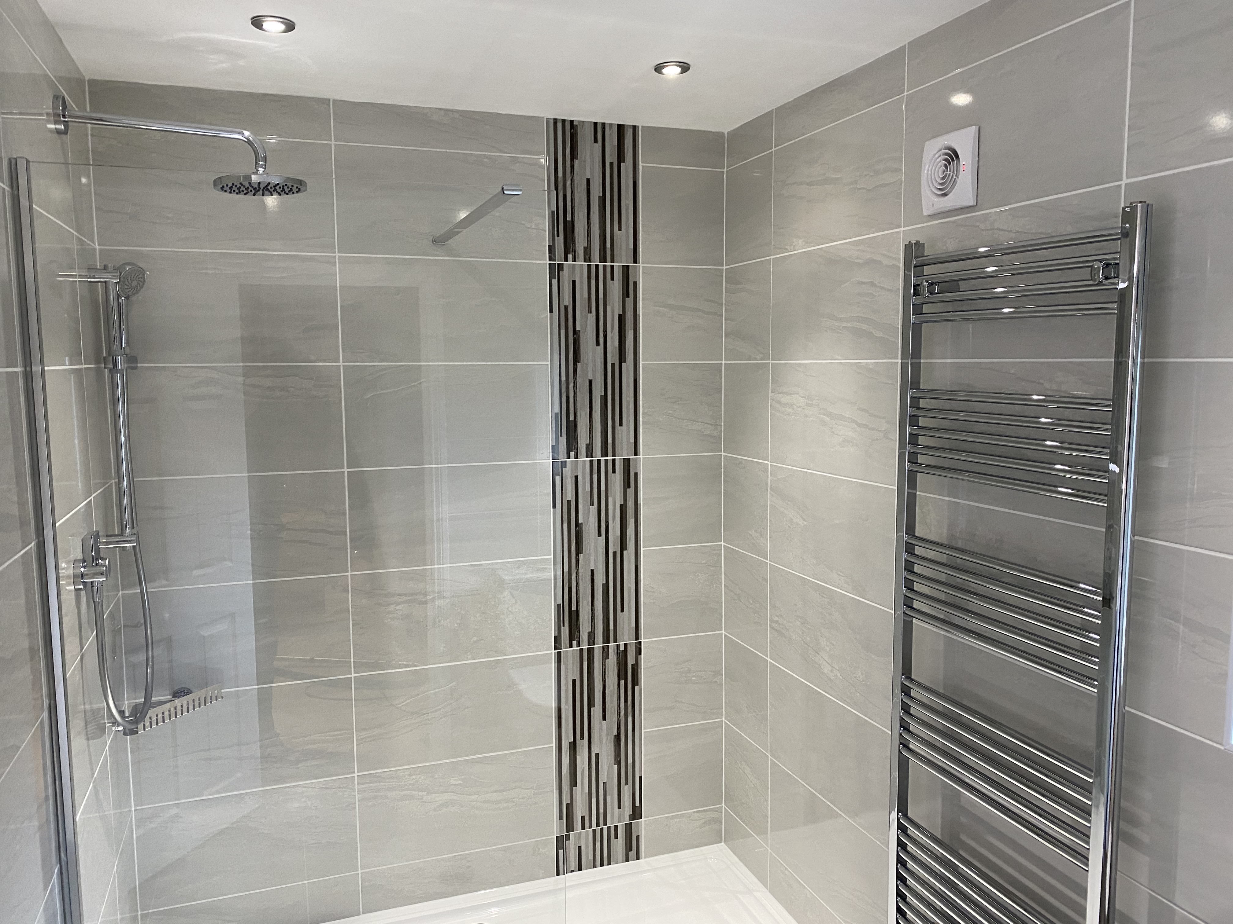 shower area with feature strip